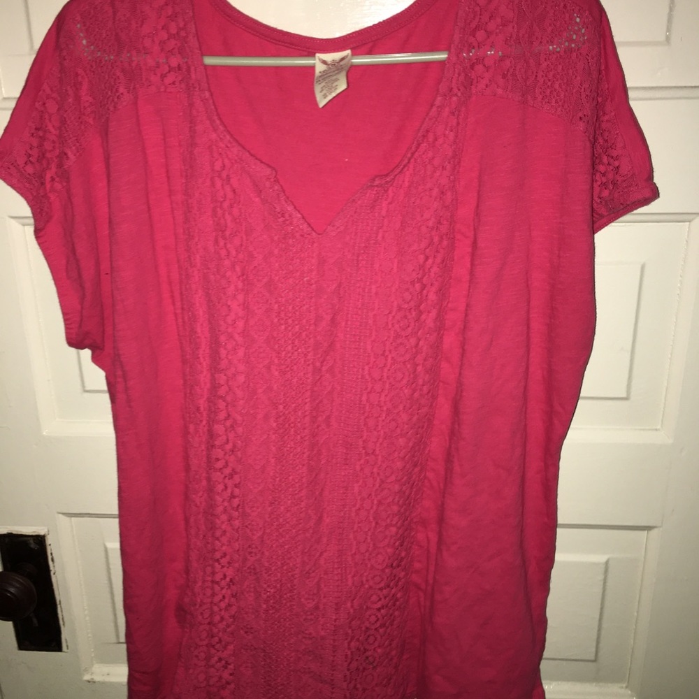 Faded Glory red V  mid button Up shirt XXL